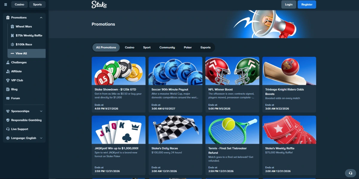 Προσφορές και ανταμοιβές της Stake